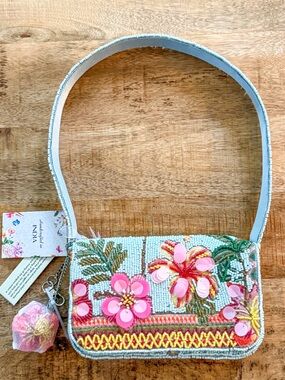 Viral Trending 3D Beaded Tropical Island Vibe Floral Shoulder Bag hibiscus Charm
